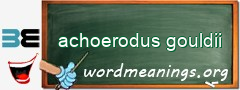 WordMeaning blackboard for achoerodus gouldii